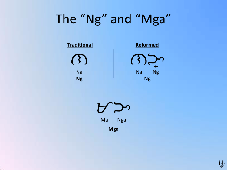 Proper way of writing "Ng" and "Mga" in Baybayin