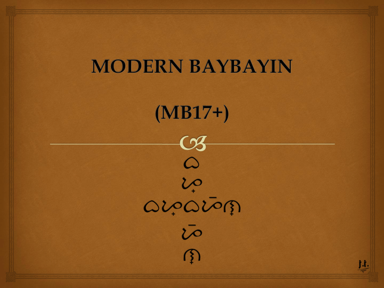 Modern Baybayin (MB17+) Slide 1, Title page